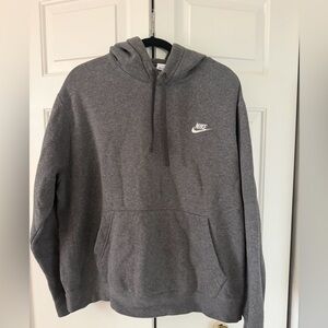 Nike Men's Charcoal Gray Pullover Hoodie with White Logo